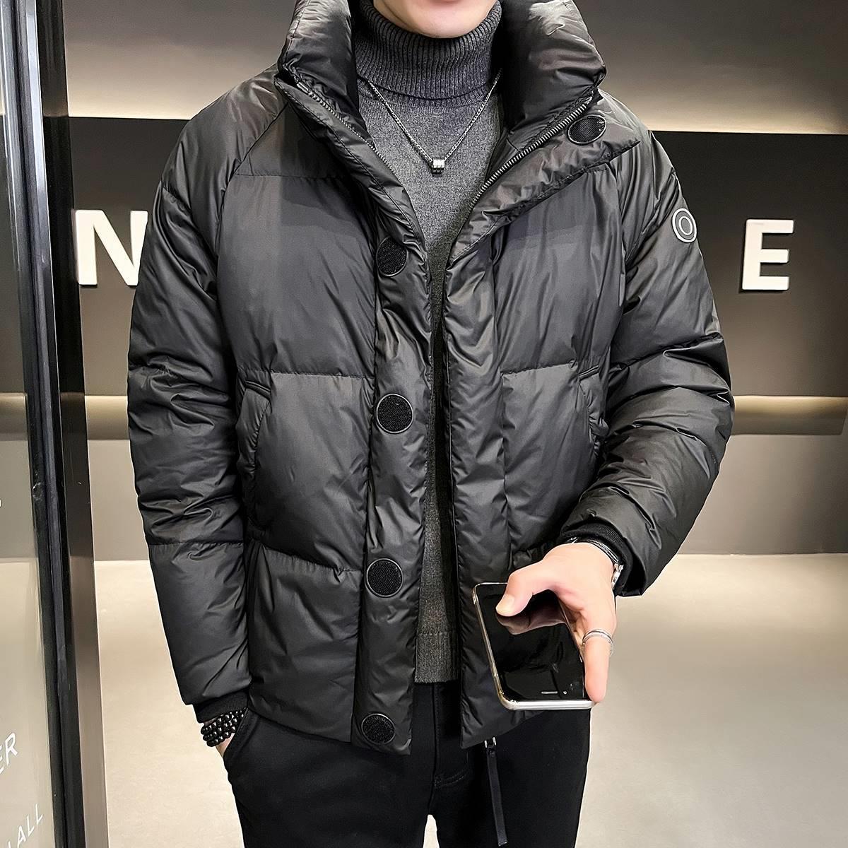 加厚羽绒服男冬季保暖2023年冬季新款白鸭绒高端男士休闲立领外套