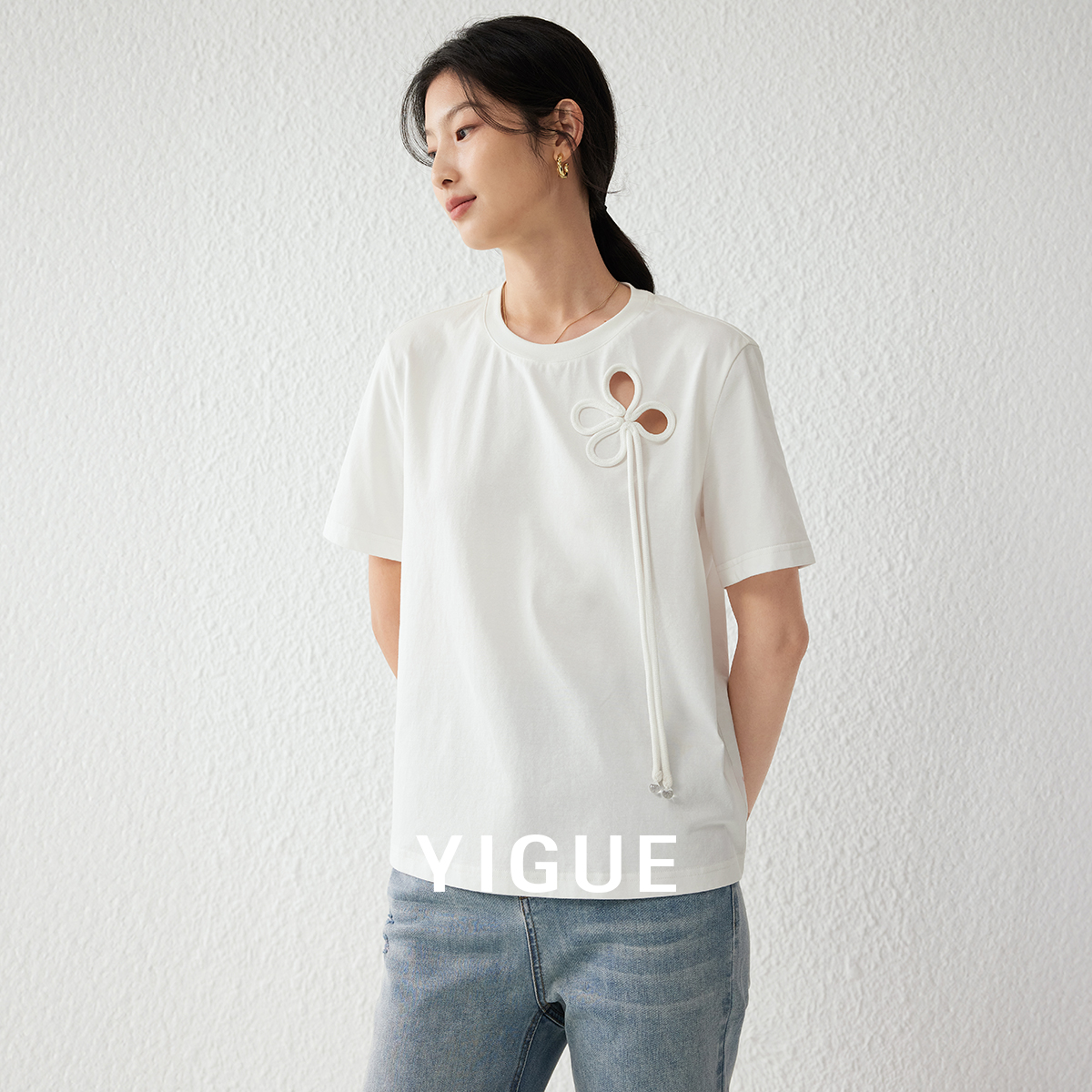 【大叔专享】亦谷设计感镂空绣花短袖t恤基础款简约上衣G4SAT160