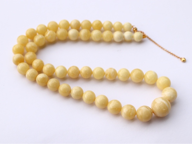 【俄料】8-14mm 妖白花浓蜡蜜蜡塔链&项链！925银扣 29克 带证书