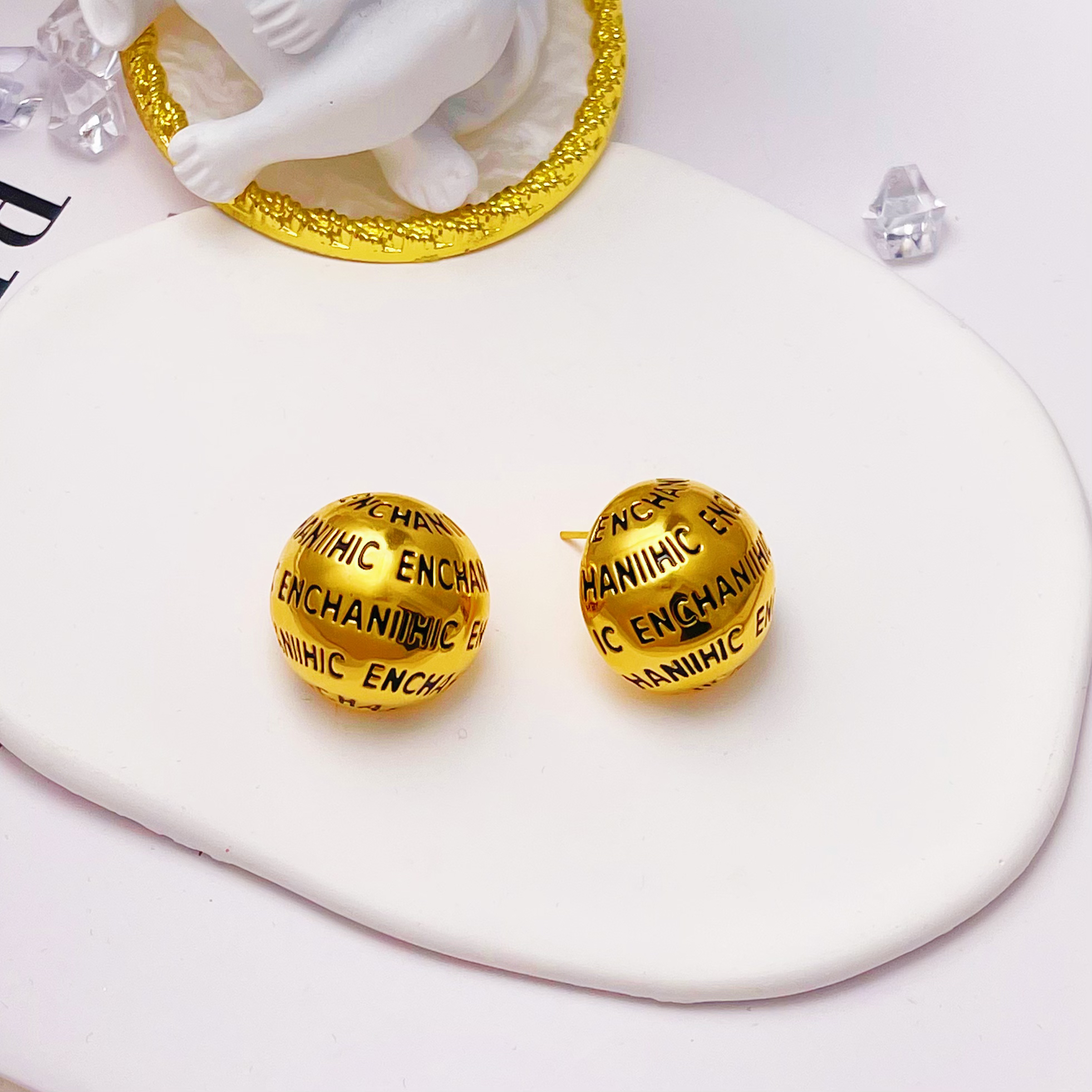 足金999黄金 5D无氰 时尚潮流气质欧美耳钉7.9