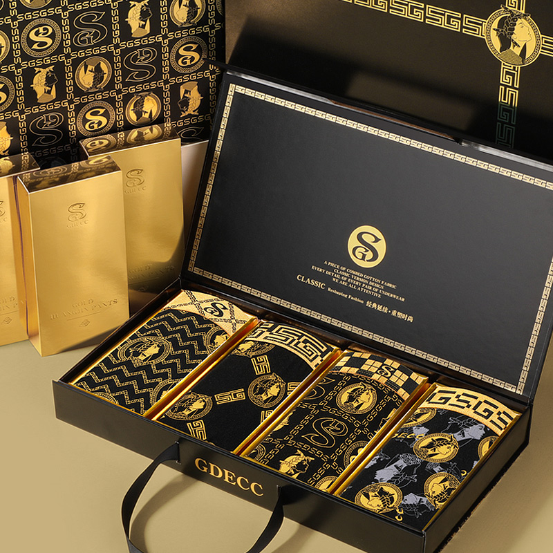 男士内裤棉质舒适中腰平角个性透气抗菌四角裤头衩送礼高档礼盒