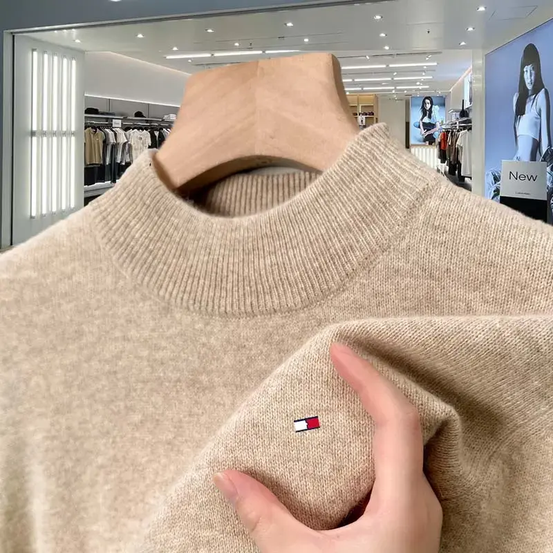 tommy汤米男士时尚亲肤针织衫圆领羊毛衫时尚长袖保暖羊毛衫潮