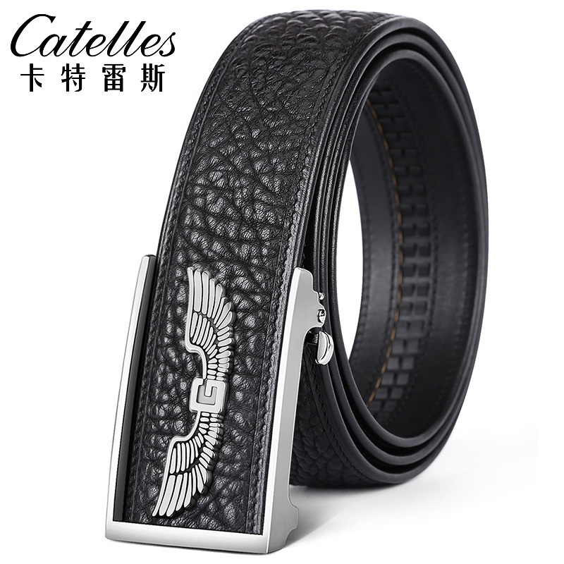 CATELLES皮带男士轻奢真皮裤带【飞鹰扣】高档腰带钨钢自动扣皮带