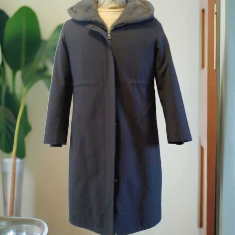 加厚蓝宝石水貂披肩帽毛领1米长，女士冬季加绒可拆卸内胆貂皮大衣