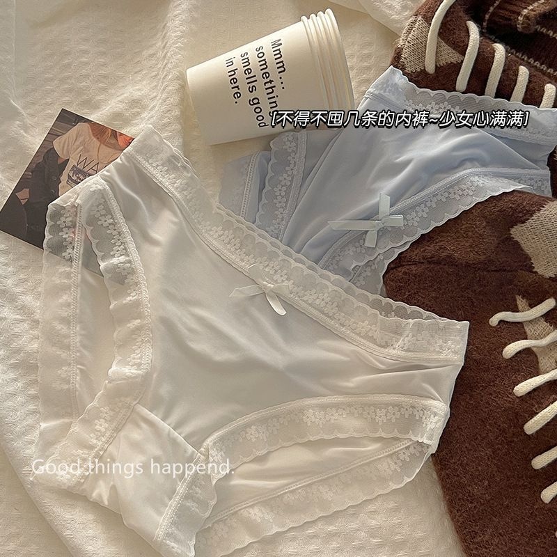 奶油少女冰丝内裤女夏季超薄面膜裤中腰日系女士