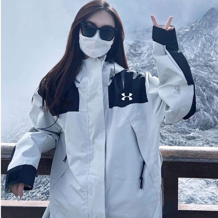 UA冲锋衣男女款秋冬款防风防水三合一外套2023新款冬季户外登山服