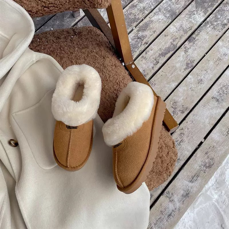 塔次特羊皮毛一体厚底雪地靴女2024新款冬季东北加绒加厚保暖棉鞋