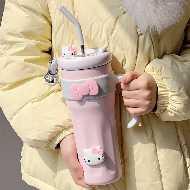 大容量高颜值hellokitty巨无霸吸管保温杯冰霸杯可爱女保冷水杯子
