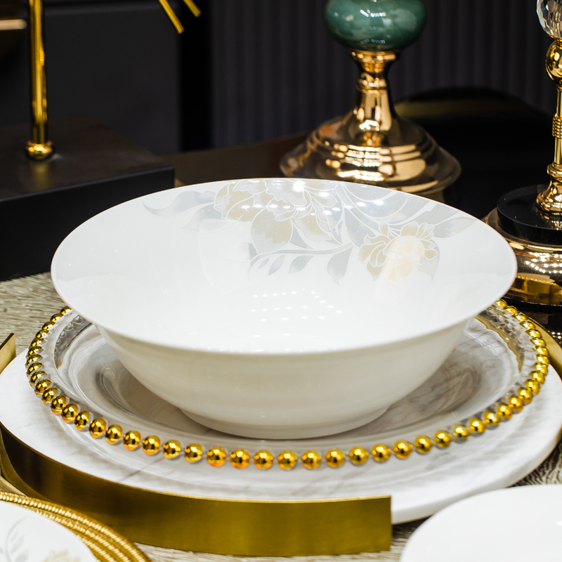 清雅名媛9英寸大汤碗景德镇家用陶瓷碗盘餐具大容量装汤吃面