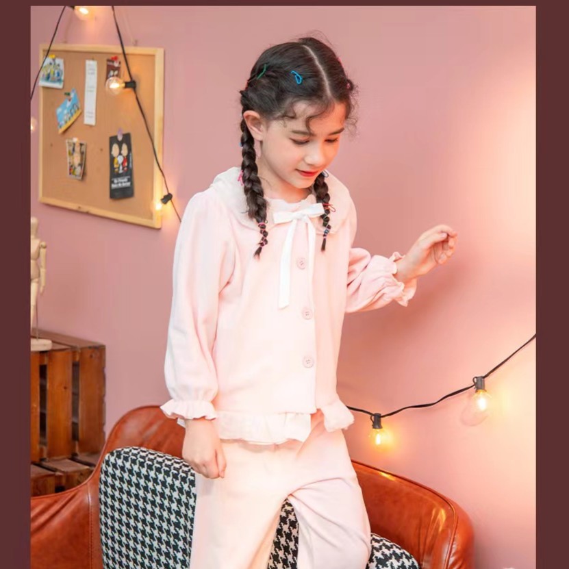 海小丫女童银狐绒100-170家居服套装213708