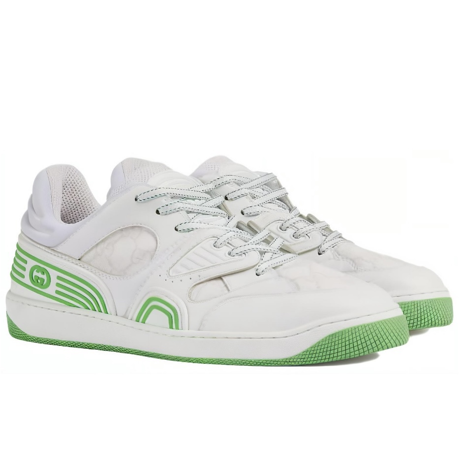 全新未使用 GUCCI/古驰 古驰Gucci白绿色低帮系带时尚板鞋轻便