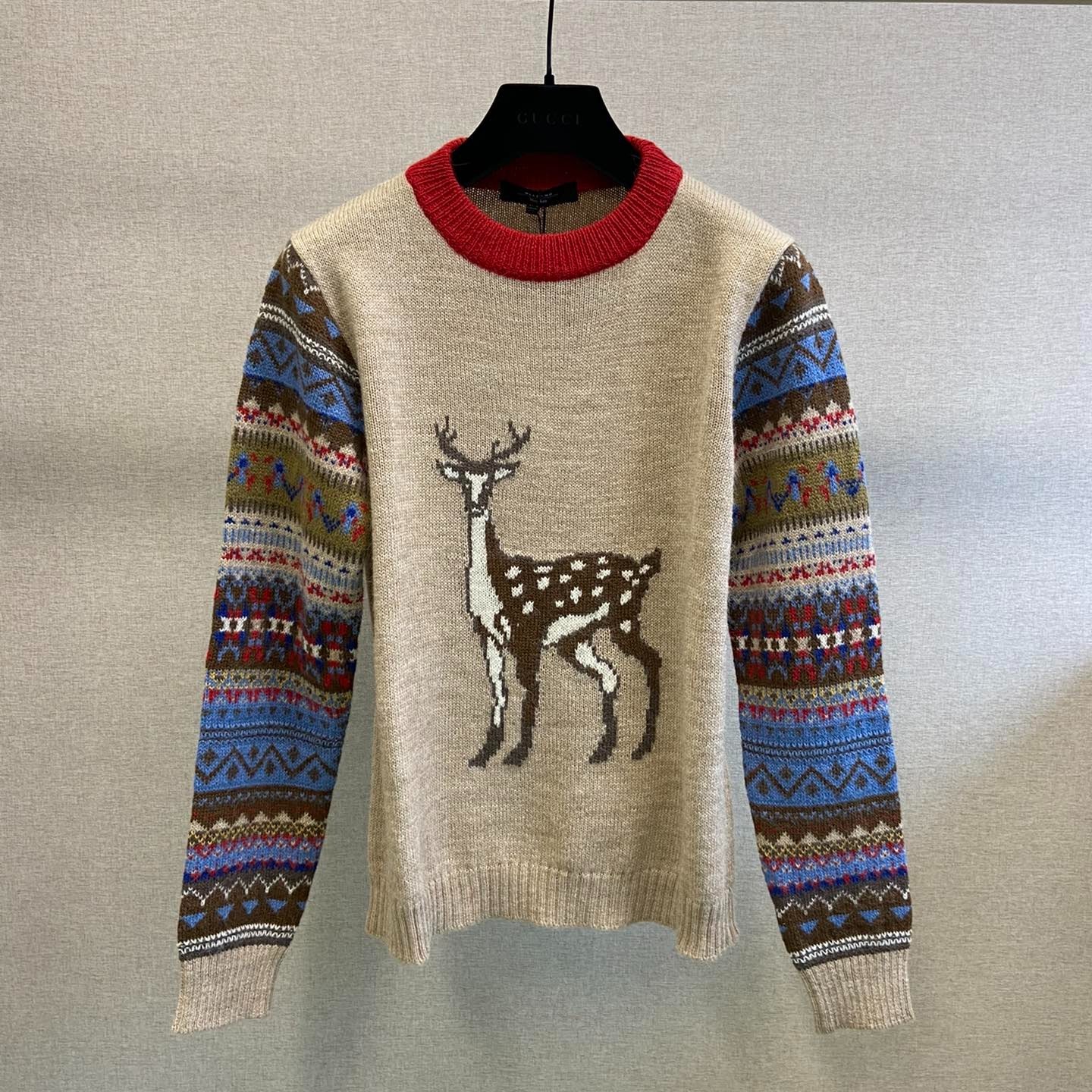 全新未使用 WeekendMaxmara/麦丝玛拉 小鹿图案提花毛衣驼色毛衫