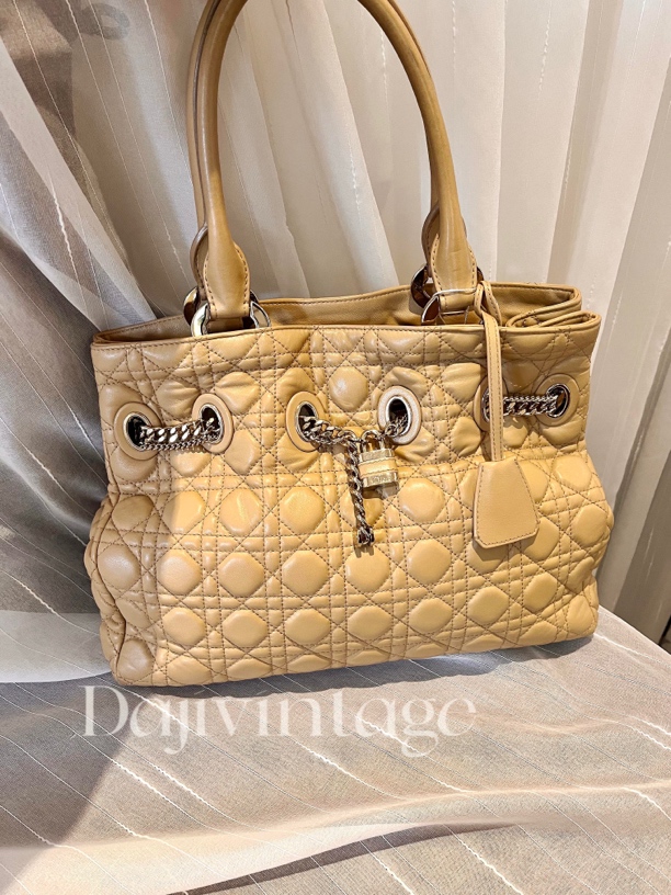 95新  大吉中古/Dior迪奥锁头托特包