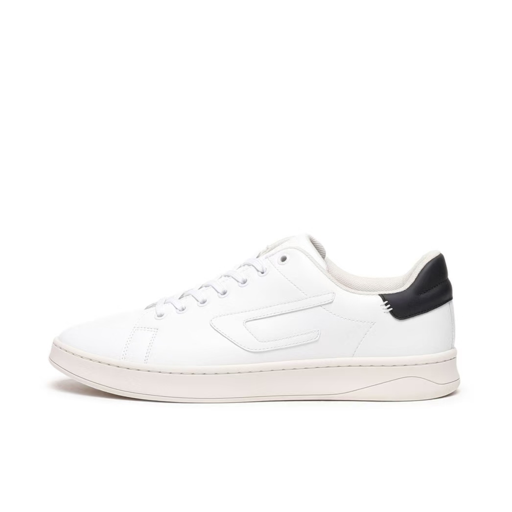 全新未使用  DIESEL迪赛 S-Athene 皮革圆头低帮板鞋 男款 白黑色