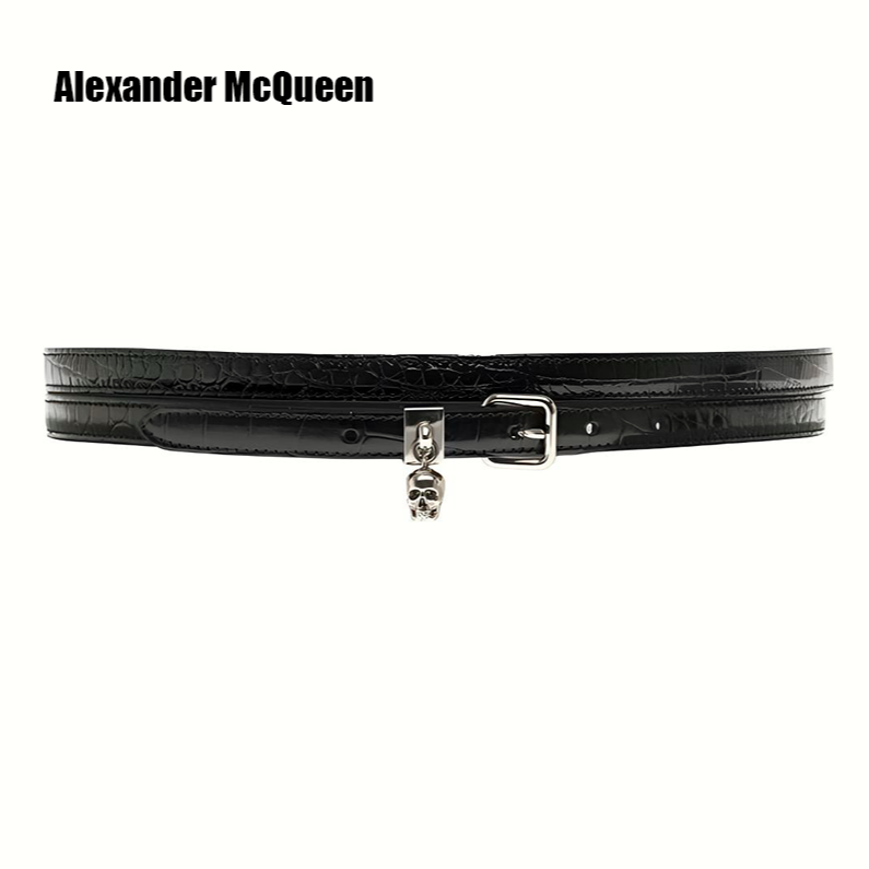 未使用 Alexander McQueen/亚历山大·麦昆 骷髅腰带 黑色 