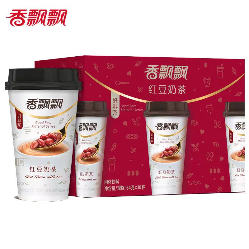 香飘/飘奶茶好料系列红豆奶茶64g*30杯整箱早餐冲饮过节新货送礼