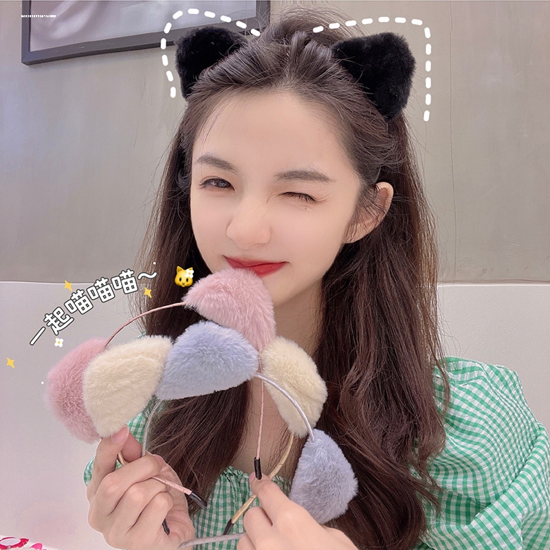 少女心猫耳朵发箍小众洛丽塔甜美日系毛绒绒日韩超萌萝莉秋冬卡通