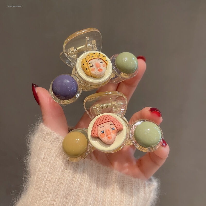 马尾 设计 外出 彩色气质ins小丑抓夹可爱发夹小众头饰文艺简约