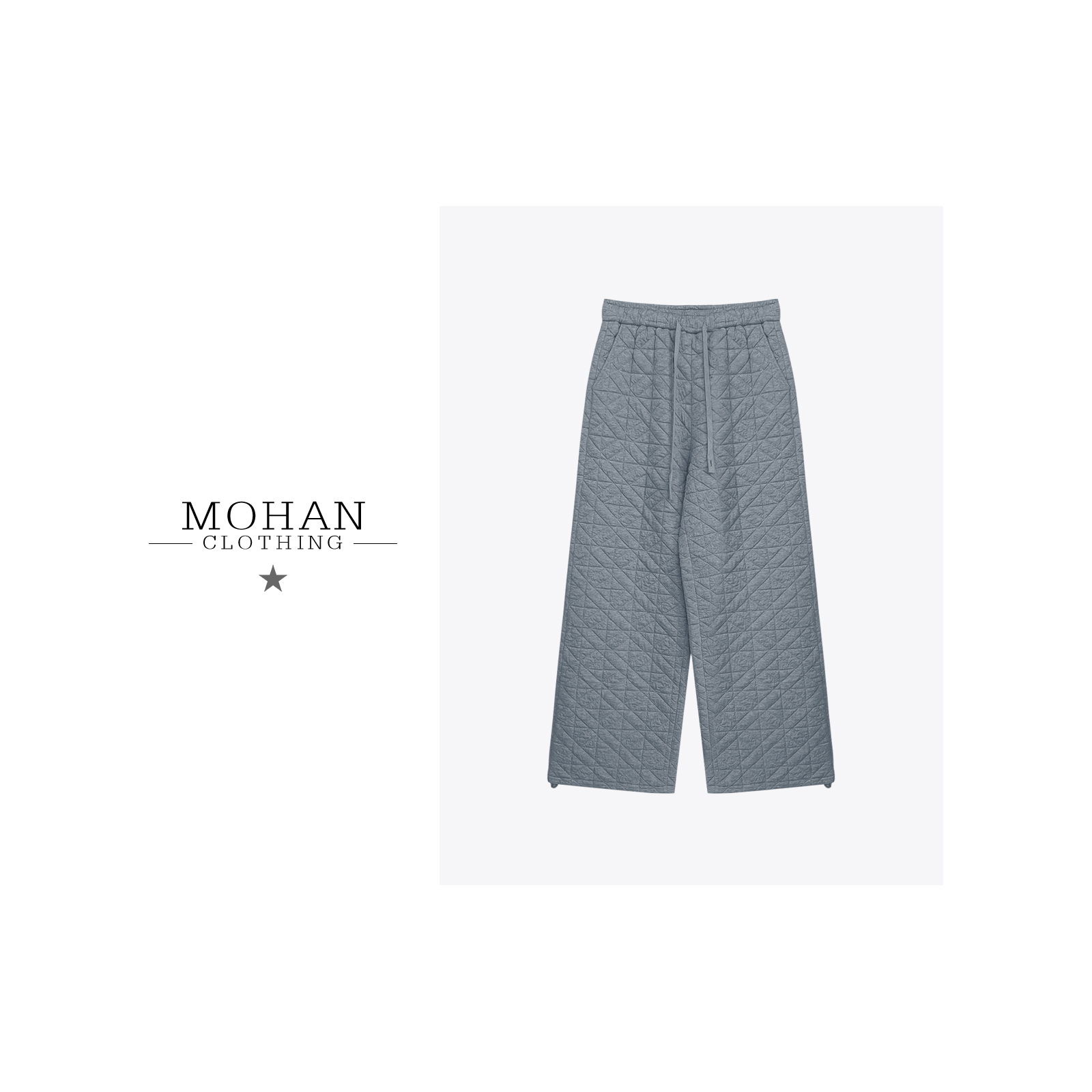 CLOTHING/墨含高奢时尚潮流舒适保暖百搭经典菱格休闲棉裤AMF60