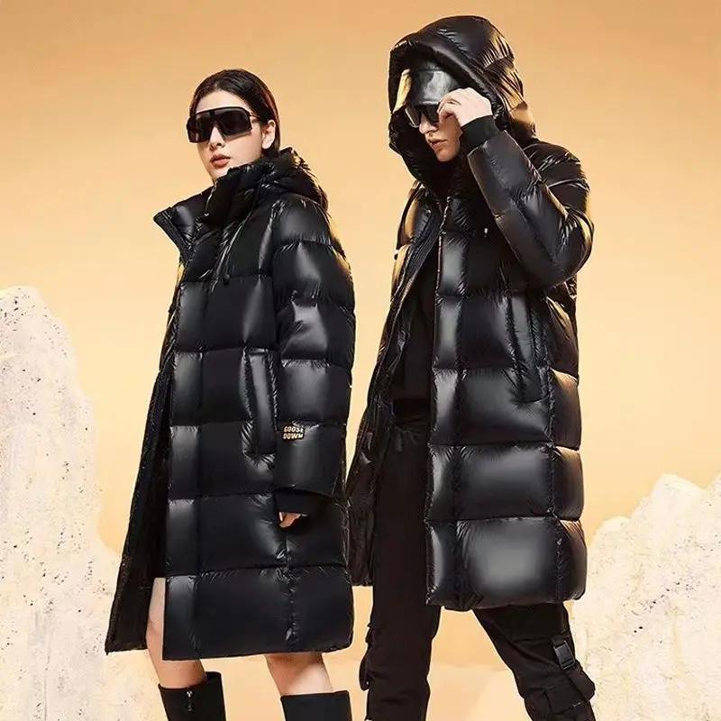 新款2023羽绒服鹅绒服新款八格高端羽绒服加厚男女长款过膝极寒冬