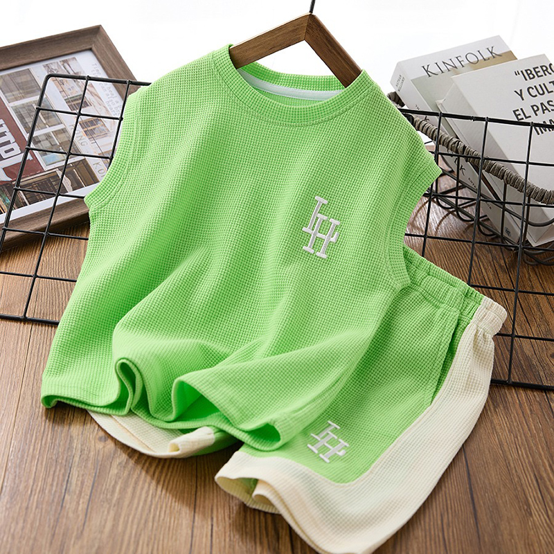 男童夏装套装儿童服装男童无袖背心两件套韩版薄款大童男孩童装