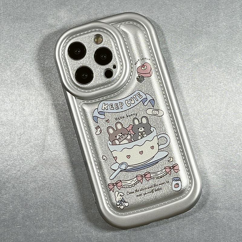 趣味杯子熊适用iPhone15苹果14手机壳12promax创意13ins风11防摔