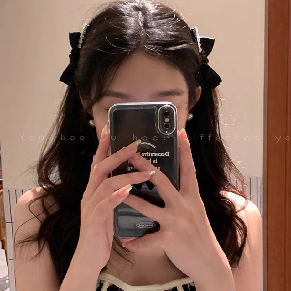黑色蝴蝶结一字夹女精致高级感后脑勺发夹刘海侧边夹头饰发饰A18