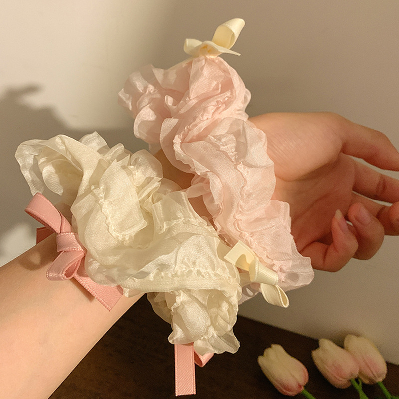 奶油甜心~芭蕾风丝带蝴蝶结大肠发圈森系仙美高级感少女头绳发饰