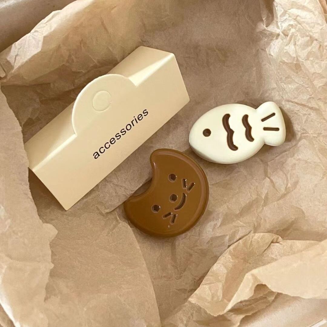 萌系暖色小鱼小猫发夹刘海夹鸭嘴夹简约可爱少女心发卡鸭嘴夹边夹