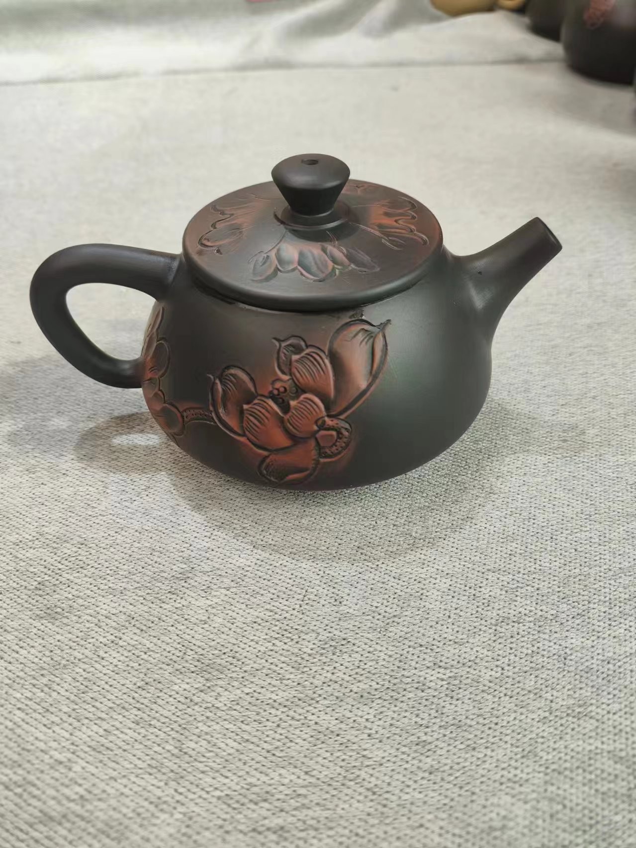 云南建水紫陶全手工纯手工茶壶陶瓷石瓢荷花精美