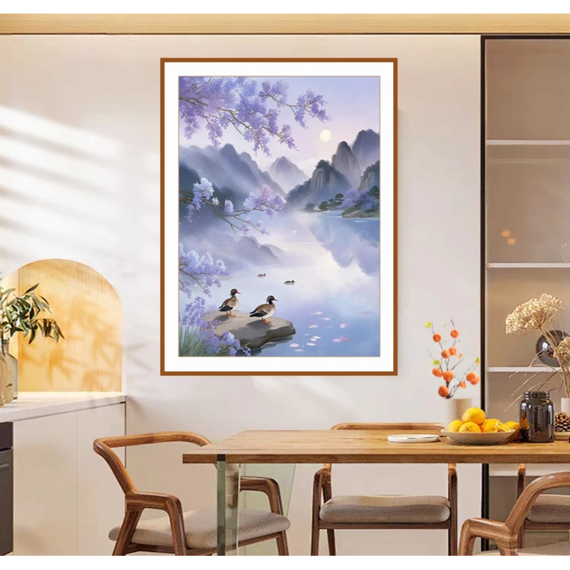 紫藤鸳鸯十字绣新款线绣客厅卧室情侣小件手工高级简单满绣40色