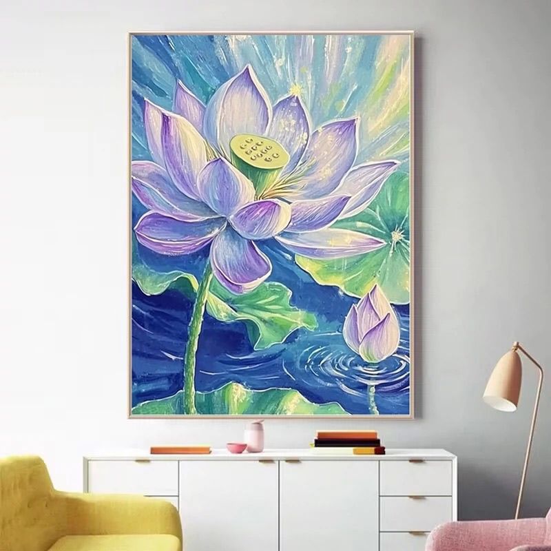 夏日荷花十字绣满绣34色2025新款爆款客厅餐厅玄关走廊中国风