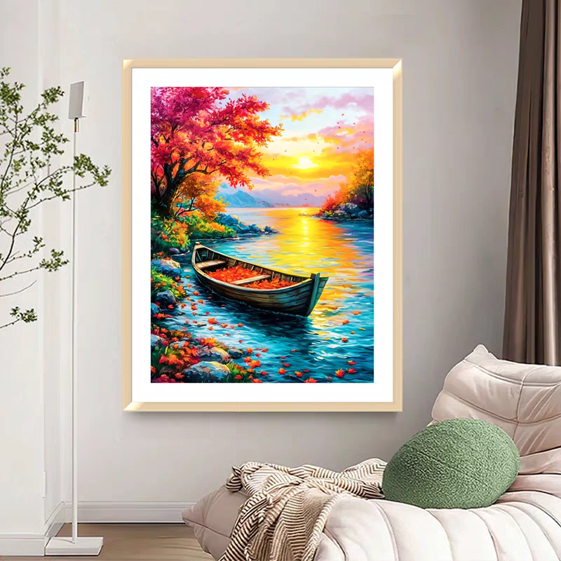 枫林尽染十字绣新款绣客厅餐厅竖版玄关小件风景画手工自己绣简单