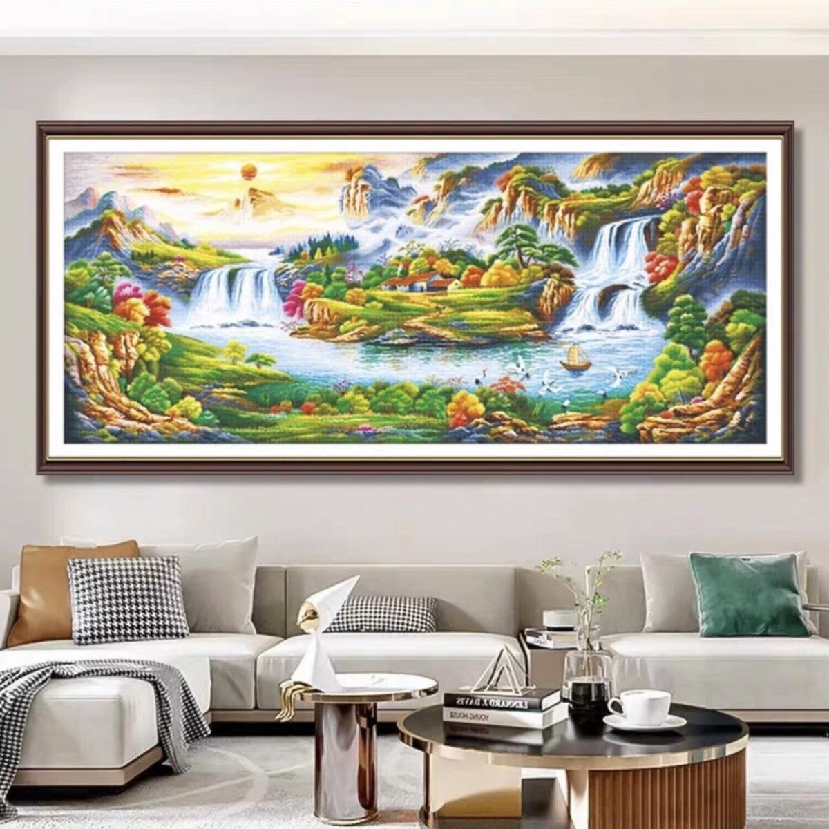 锦绣满堂春辉十字绣满绣92色有勾边风景大幅经典名画客厅展厅手工