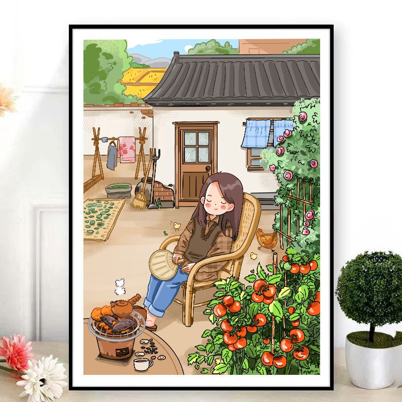 乡村小院十字绣满绣42色新款线绣简单印花小幅自己绣客厅卧室田园