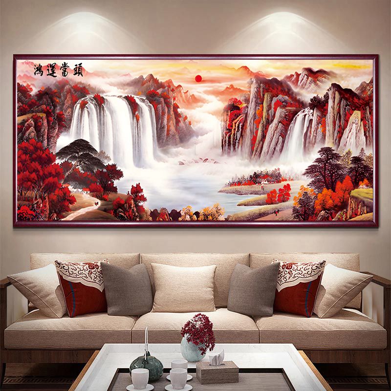 鸿运当头千里江山十字绣满绣49色2025新款线绣客厅卧室大幅风景