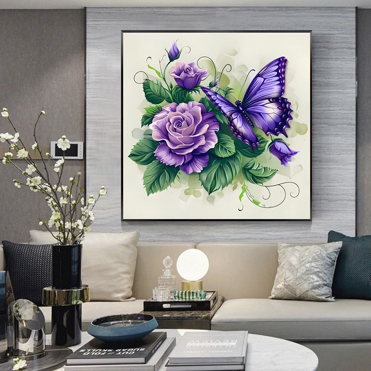 紫蝶飞舞十字绣2025新款绣线客厅牡丹花卉手工自己绣刺绣简单新手