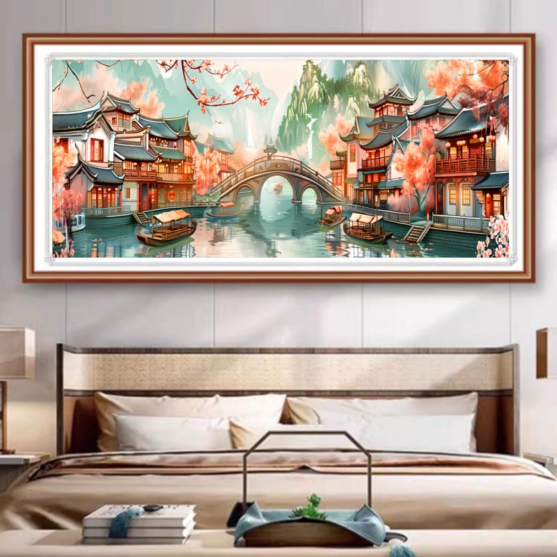 新版忆江南十字绣满绣78色2025新款高级感山水风景大图客厅卧室