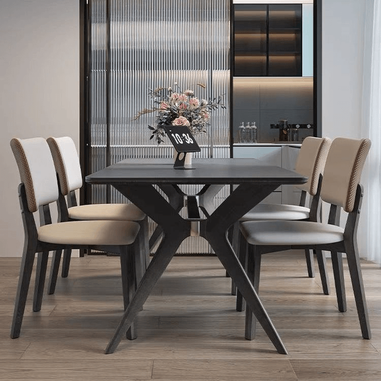 实木岩板餐桌现代简约小户型长方形饭桌餐桌椅组合意式极简西餐桌