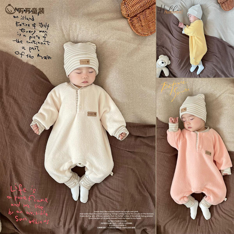 送帽子！春秋新款萌娃穿搭外套爬服新生儿保暖幼儿外出服超萌炸街