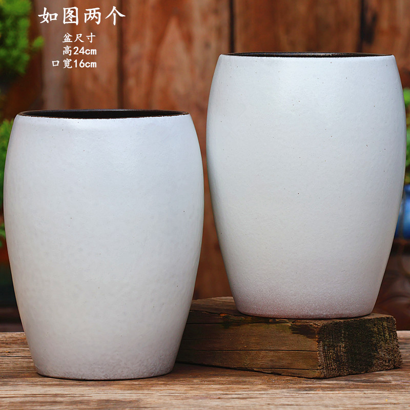 手工粗陶矮胖盆多肉花盆大口径老桩绿植紫砂透气简约