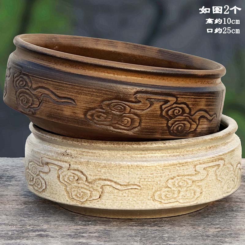 大口径多肉拼盘花盆粗陶透气宽口矮口复古陶瓷绿植紫砂盆特价清仓