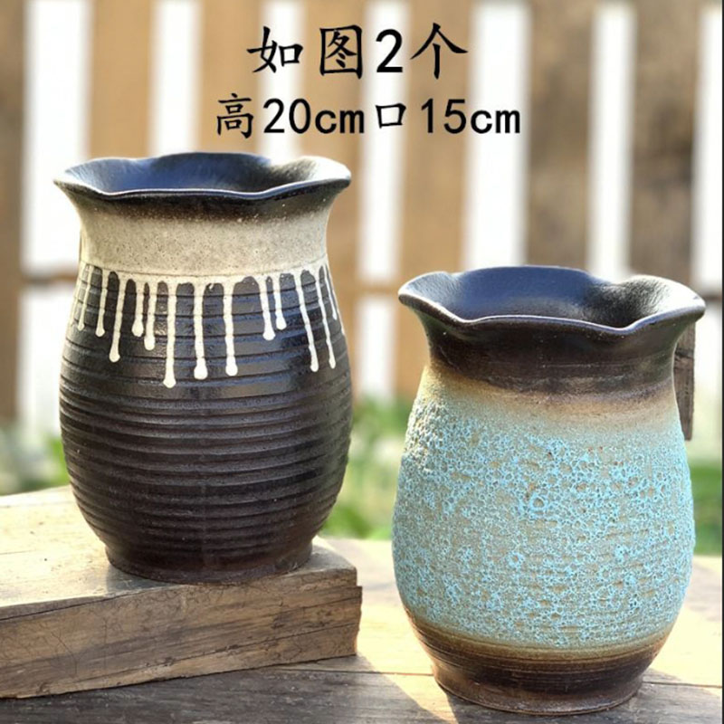 粗陶多肉花盆大口径老桩紫砂组合绿萝法师群生陶瓷桩陶罐