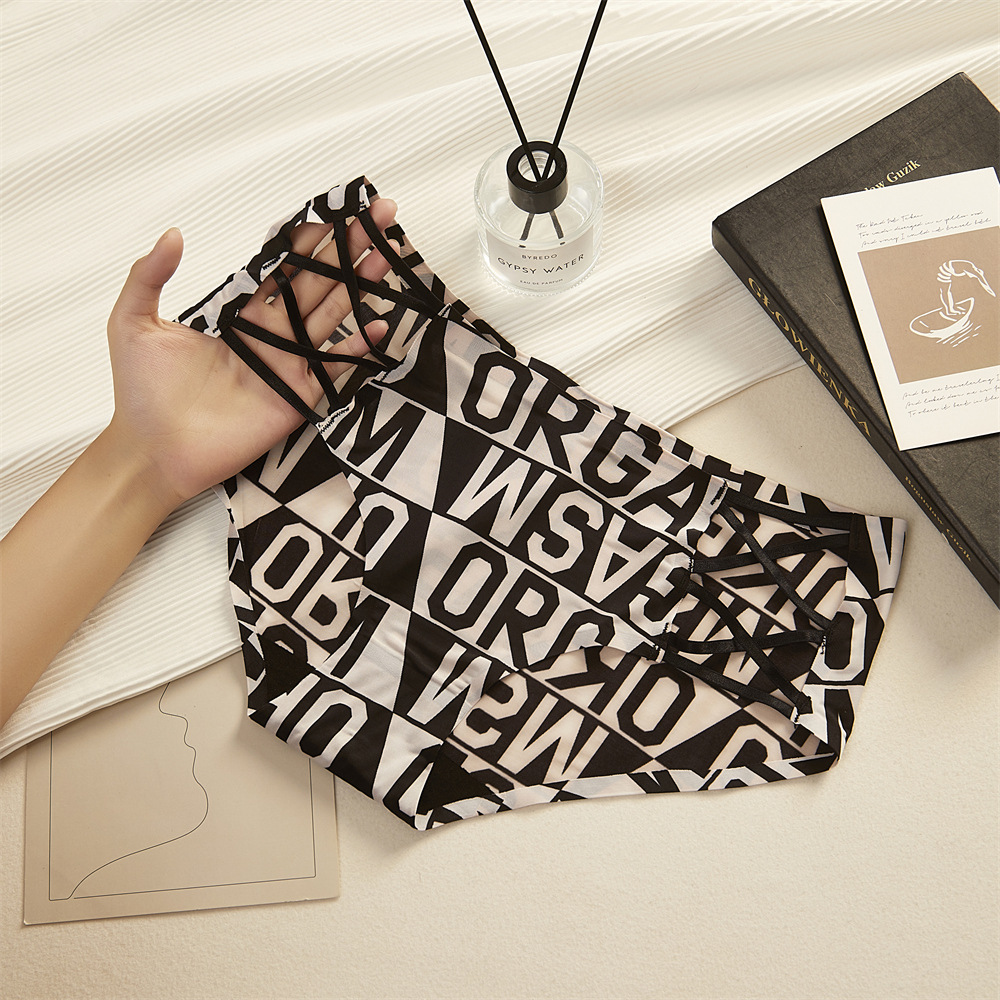 拍1发3【细带交叉性感印花内裤】新款豹纹印花无痕舒适内裤