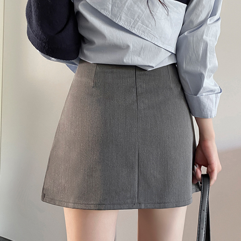 西装休闲半身裙黑色高腰时尚百搭A字显瘦半身裙灰色气质短裙春夏1