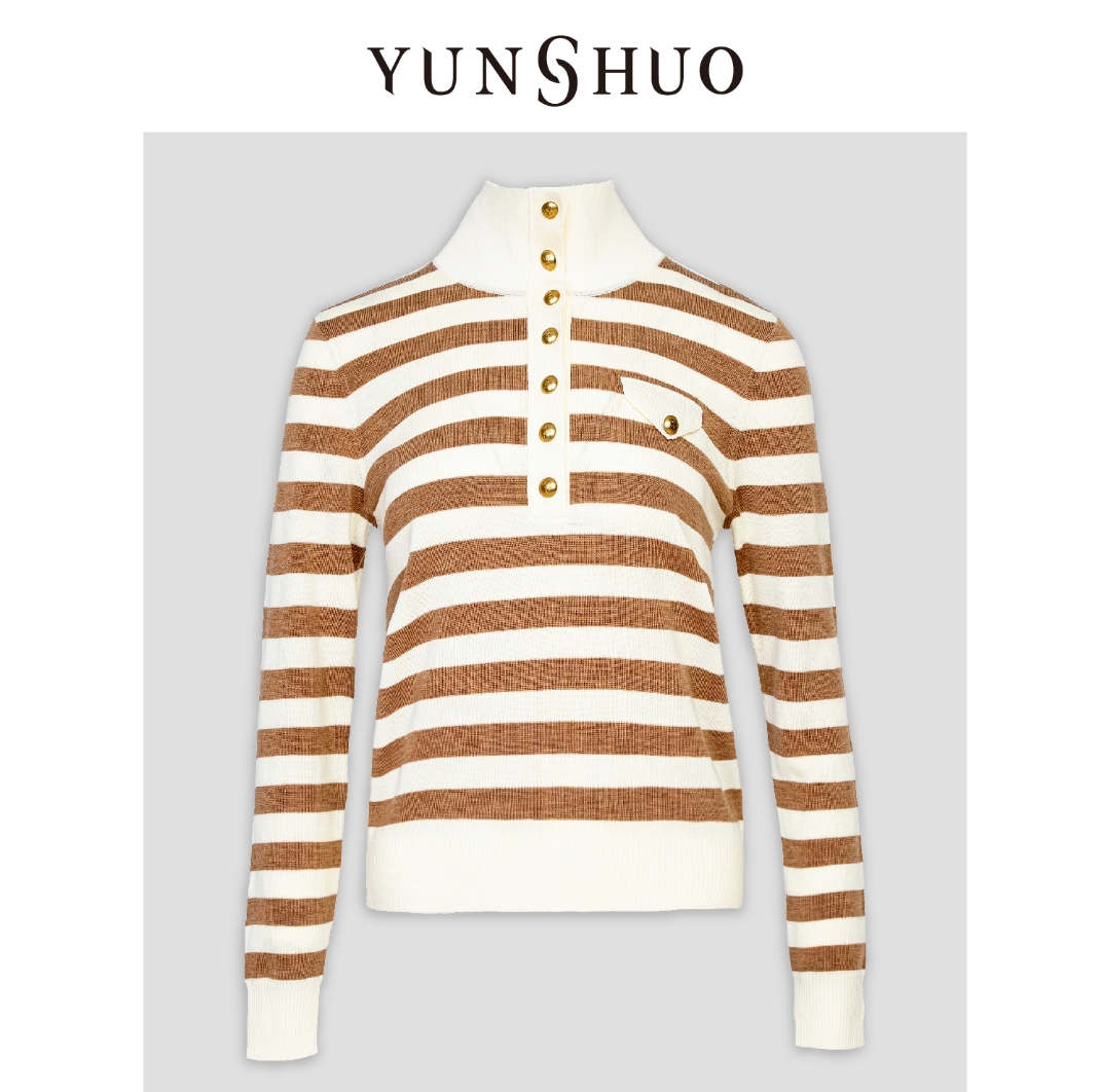 允硕2024冬装新品条纹衫