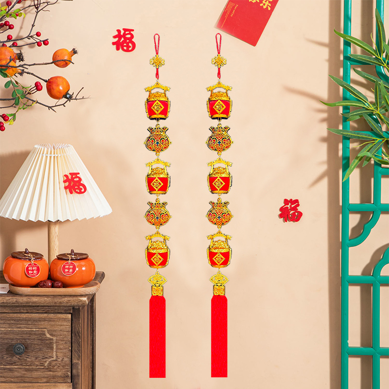 【福桶钱袋福禄双至】精致新年春节乔迁新居客厅玄关室内灯笼串挂件