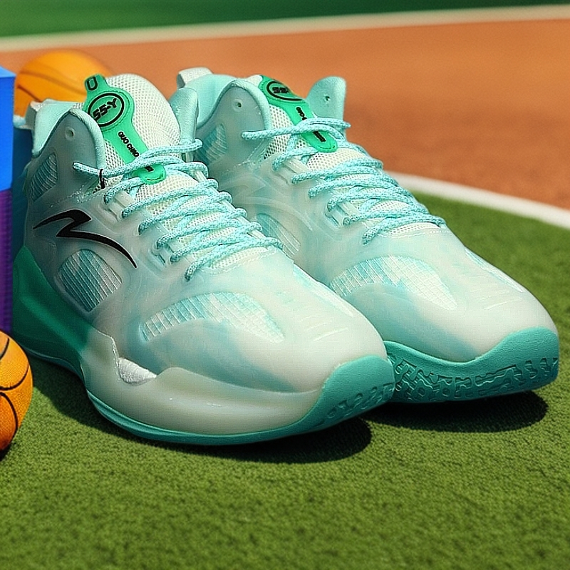 男子篮球鞋渐变减震【买鞋终身免费洗鞋】缓震白绿跑步