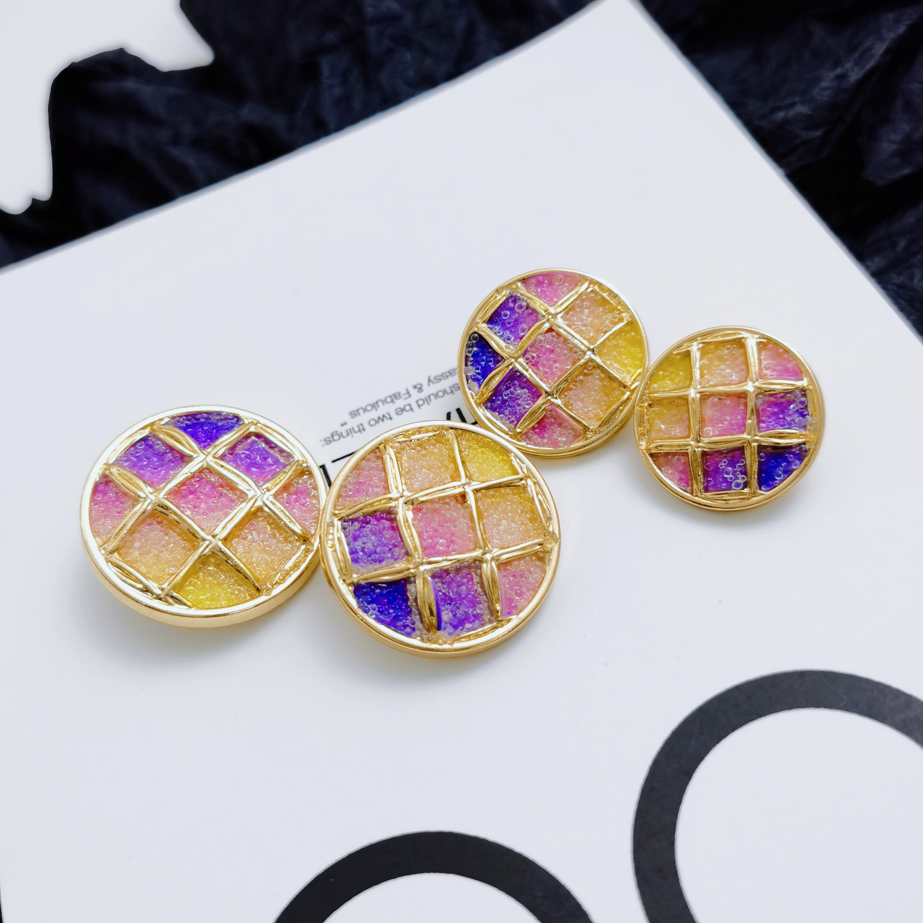 新款方格金属手缝钮扣轻奢高档时尚精美钮扣小香风毛衫外套钮扣