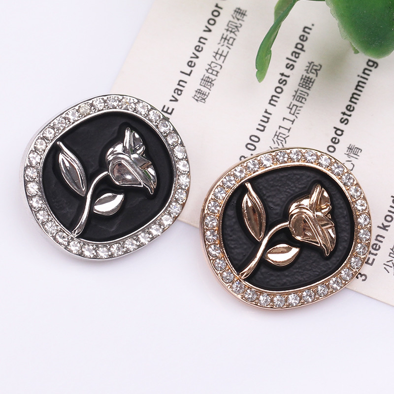 【24号】新款玫瑰点油上钻金属手缝扣小香风外套风衣毛呢大衣钮扣